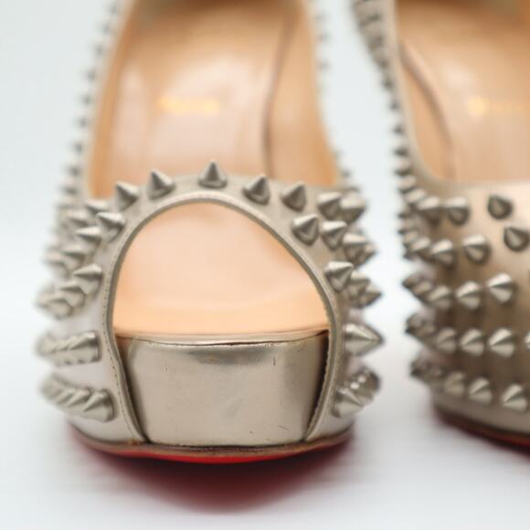 Christian Louboutin Vendome Peep Toe Spiked Platform Pumps Size 41 - Picture 9 of 11